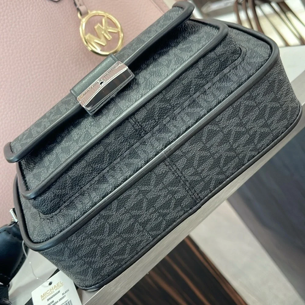 Michael Kors Bradshaw Extra-Small Signature Logo Camera Crossbody Black/Silver